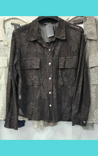 Crochet 2 Pocket Cotton Overshirt