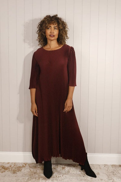 Satin look pleated dress