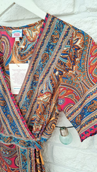 Patchouli Fair - Silky Wrap Dress Knee length REDUCED
