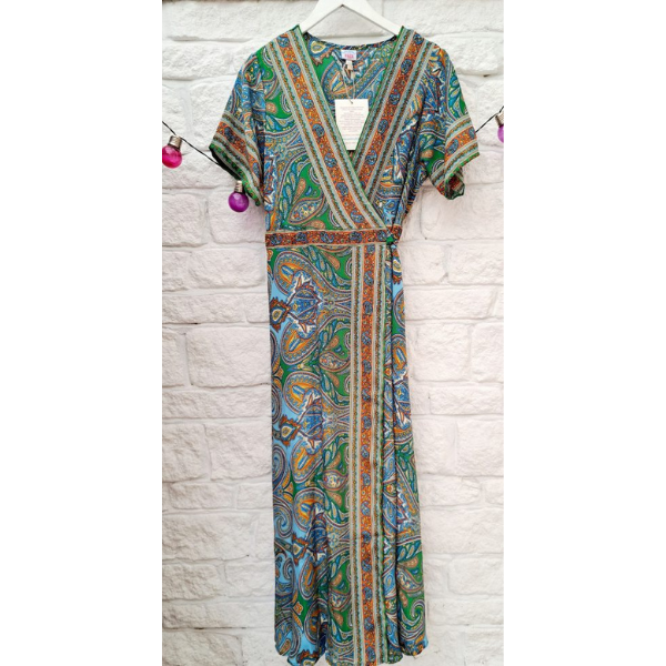 Patchouli Fair - Silky Wrap Dress full length REDUCED