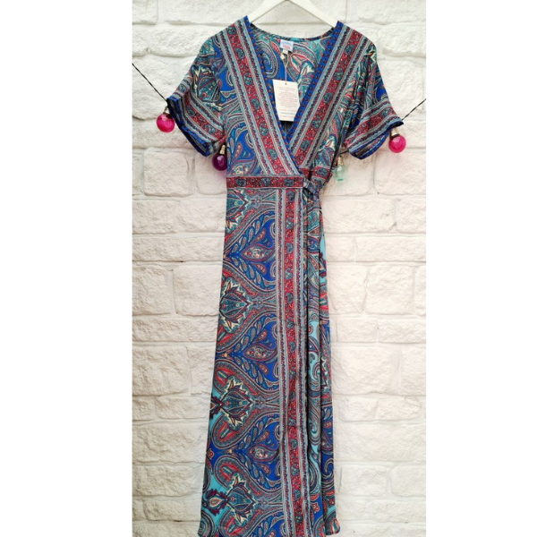Patchouli Fair - Silky Wrap Dress full length REDUCED